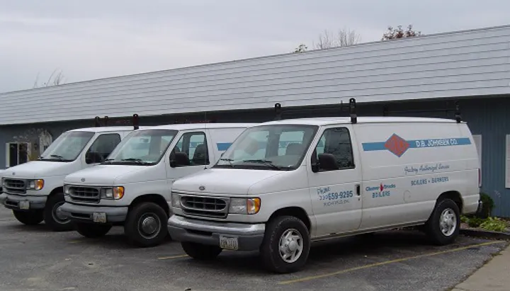 Three D. B. Johnsen Co. service vans parked outside the Richfield, Ohio shop